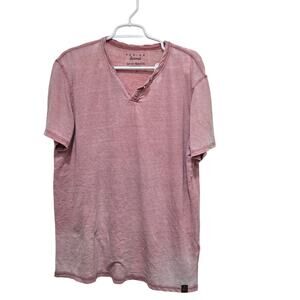 Lucky Brand Venice Burnout Pink Henley Tee Short Sleeve Size Large